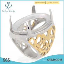 New hot yellow gold stainless steel hollw picture indonesia rings design